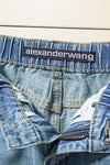 Alexander*** side lettering laminated denim shorts,