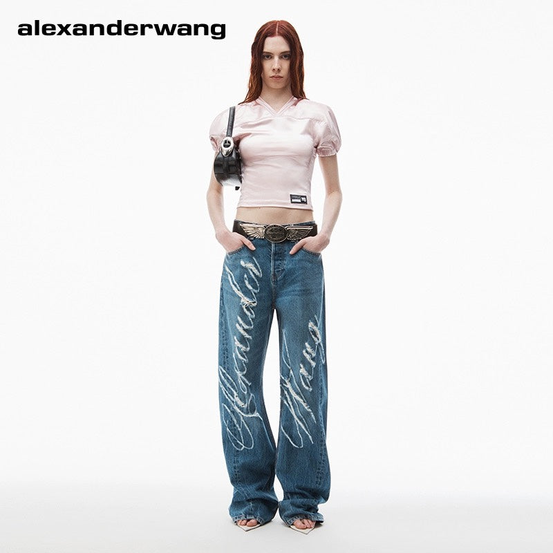 Alexander*** Lettering Ripped Jeans