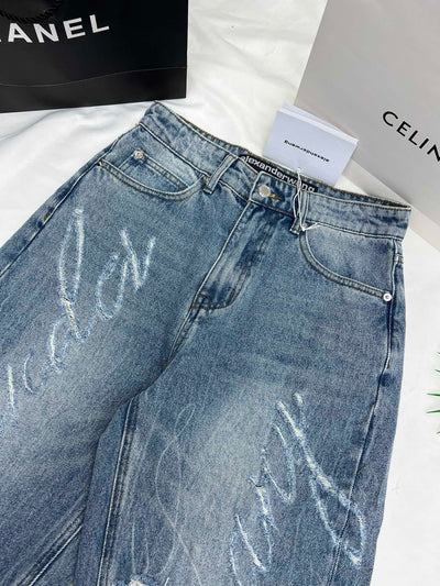 Alexander*** King scratched lettering trousers