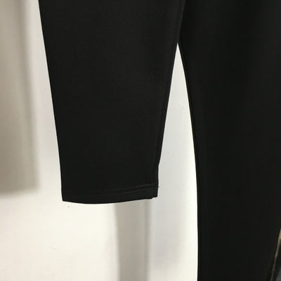 Alexander* King's new yoga sports suit, silver thread embroidered letter ribbon vest + elastic tights, black,